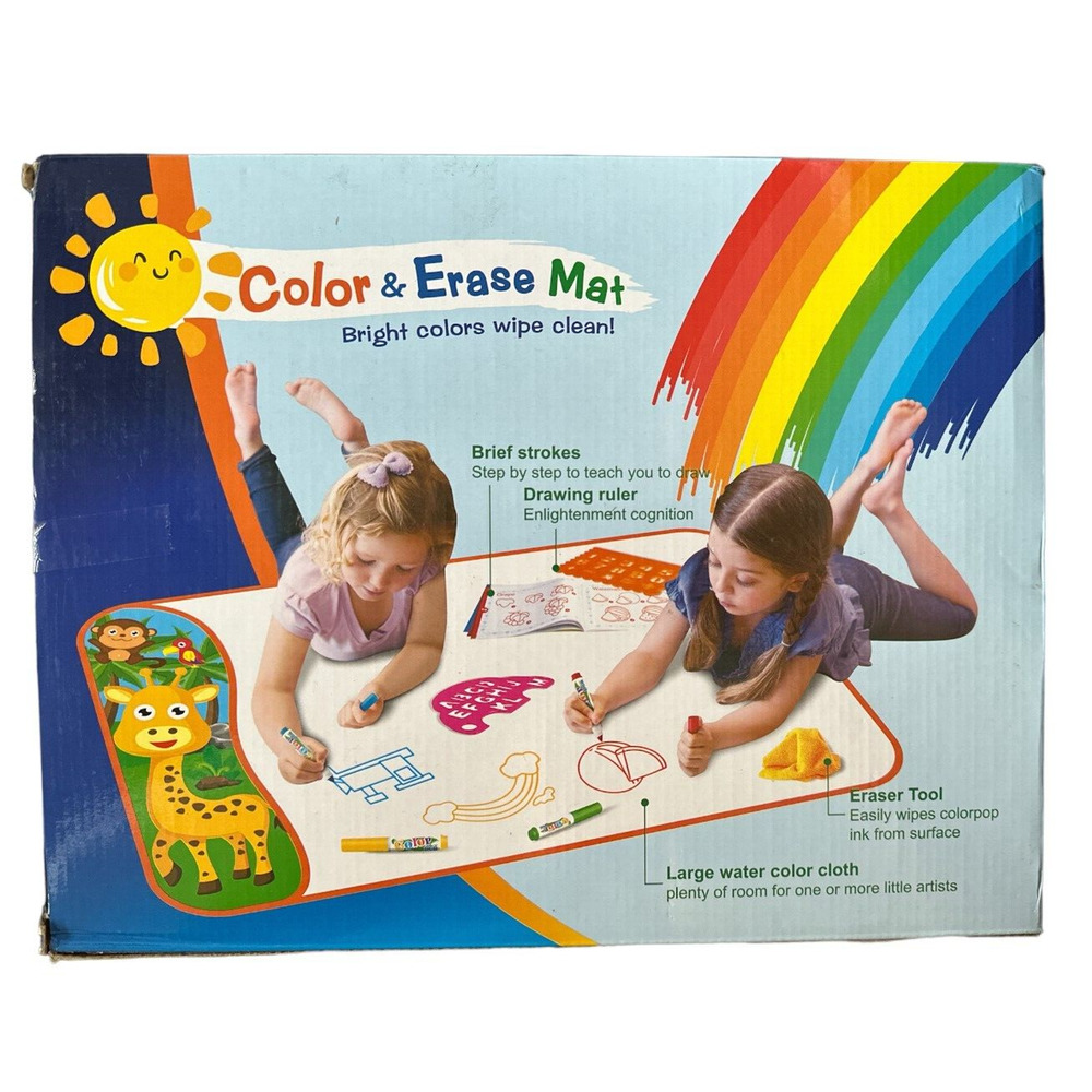 Color & Erase Mat - Bright Colors Wipe Clean, A Colorful Creative Game 3+
